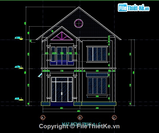 Bản vẽ biệt thự 2 tầng,Thiết kế biệt thự 2 tầng,Bản vẽ biệt thự 2 tầng kt 8.07x10.5m,biệt thự 2 tầng